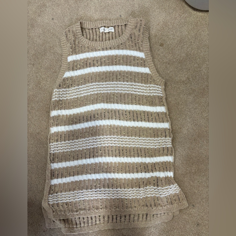 Striped Beige and White Women's Sweater